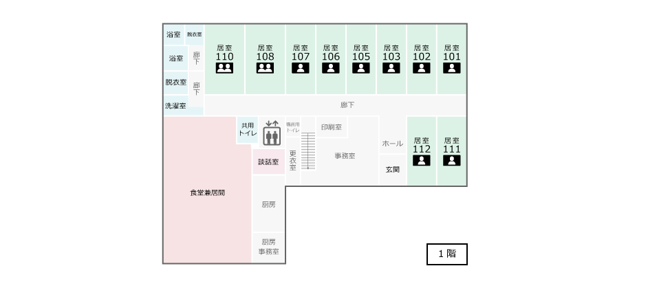 サービス付き高齢者向け住宅アンジェス岐阜岩地フロアガイド1階