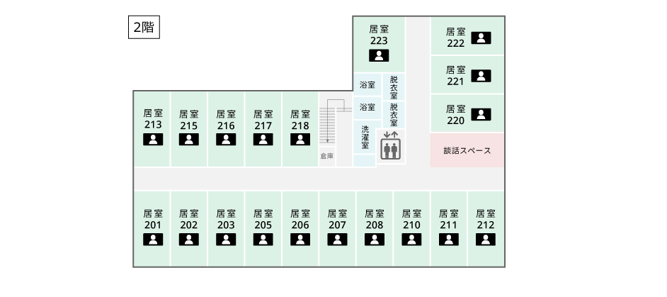 サービス付き高齢者向け住宅アンジェス岐阜南鶉フロアガイド2階