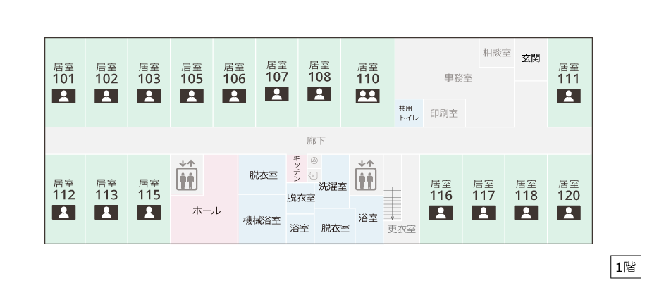 サービス付き高齢者向け住宅アンジェス八王子フロアガイド1階