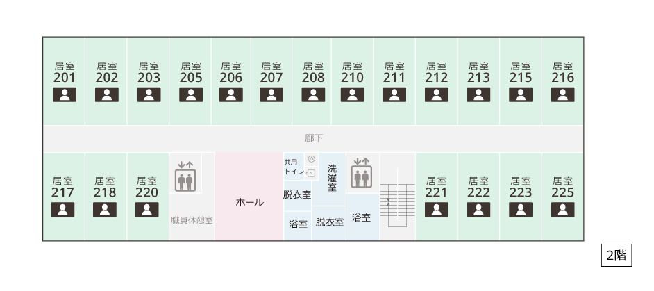 サービス付き高齢者向け住宅アンジェス八王子フロアガイド2階