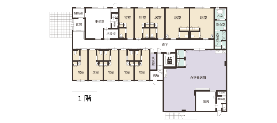 サービス付き高齢者向け住宅アンジェス彦根フロアガイド1階