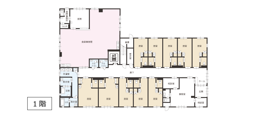 サービス付き高齢者向け住宅アンジェス彦根城フロアガイド1階