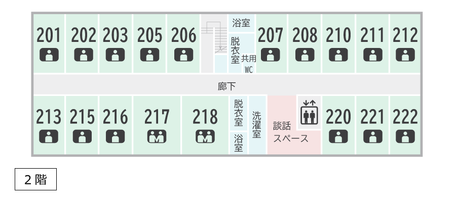 サービス付き高齢者向け住宅アンジェス一宮奥町フロアガイド2階