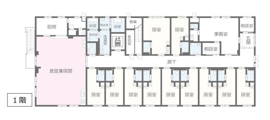 サービス付き高齢者向け住宅アンジェス石山寺フロアガイド1階