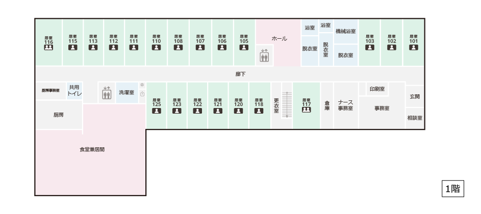 サービス付き高齢者向け住宅アンジェス上溝フロアガイド1階