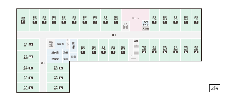 サービス付き高齢者向け住宅アンジェス上溝フロアガイド2階