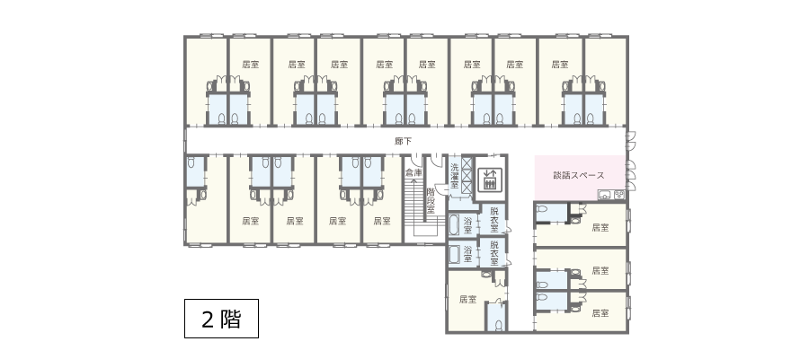 サービス付き高齢者向け住宅アンジェス西焼津フロアガイド2階
