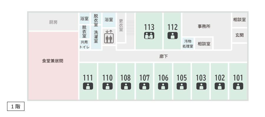 サービス付き高齢者向け住宅アンジェス相模原フロアガイド1階