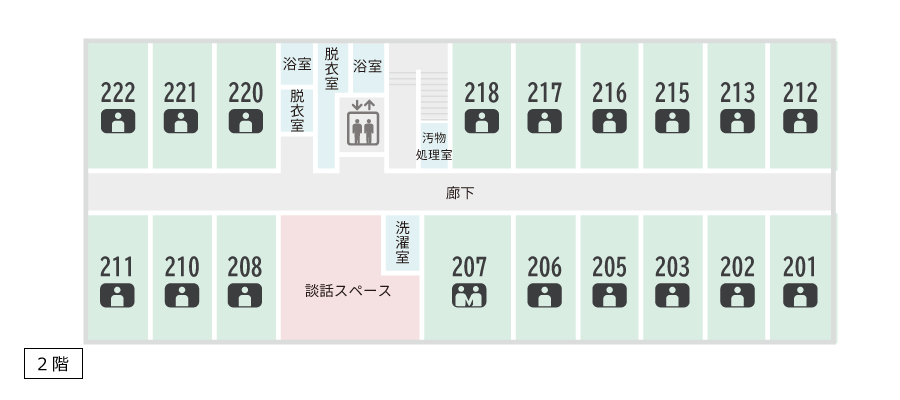 サービス付き高齢者向け住宅アンジェス相模原フロアガイド2階