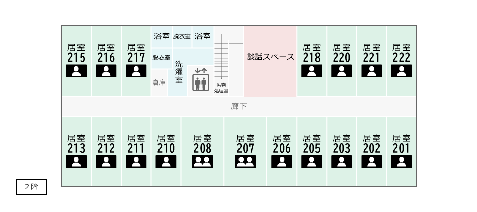 サービス付き高齢者向け住宅アンジェス瀬田フロアガイド2階