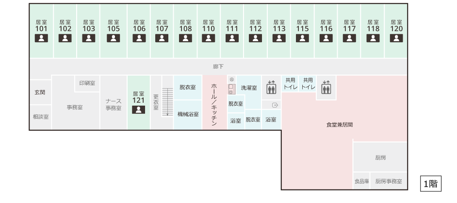 サービス付き高齢者向け住宅アンジェス宇都宮御幸本町フロアガイド1階
